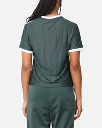 Adidas Women's 3-Stripes Pinstripe T-Shirt Mineral Green