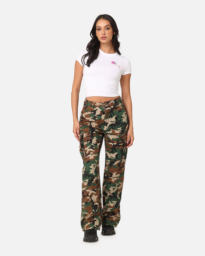 Playboy Women's Rose Stacked Baby T-Shirt White