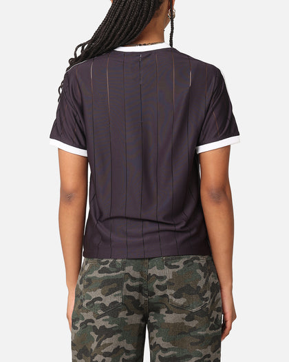 Adidas Women's 3-Stripes Pinstripe T-Shirt Aurora Black