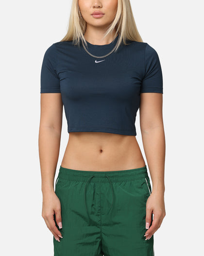 Nike Women's Sportswear Essential Slim Cropped T-Shirt Armory Navy/White