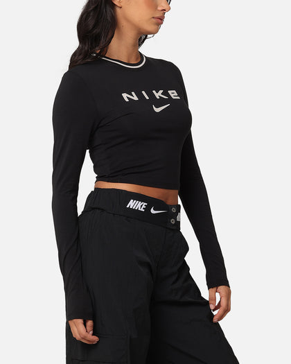 Nike Women's Sportswear Long Sleeve Slim Cropped T-Shirt Black