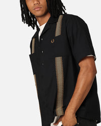 Fred Perry Tape Detail Revere Collared Shirt Black