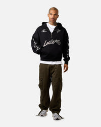 Loiter Rave Rhinestone Hoodie Black