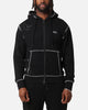 Felt Contrast Stitched Full Zip Hoodie Black