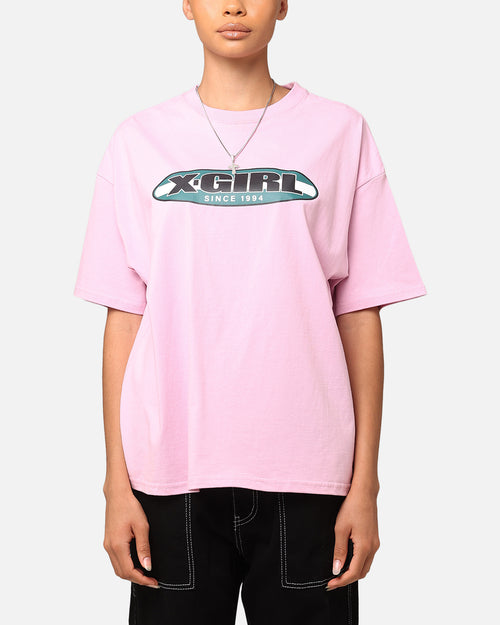 X-Girl Women's Contrast Oval Oversized T-Shirt Baby Pink