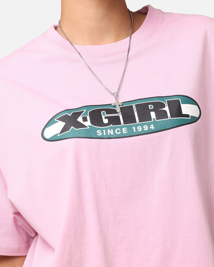 X-Girl Women's Contrast Oval Oversized T-Shirt Baby Pink