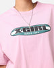 X-Girl Women's Contrast Oval Oversized T-Shirt Baby Pink