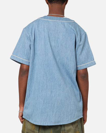 Majestic Athletic Los Angeles Dodgers Denim Button Up Shirt Washed Blue Denim