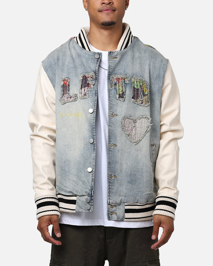 Lifted Anchors "Martina" Boro Denim Varsity Jacket Denim/Cream