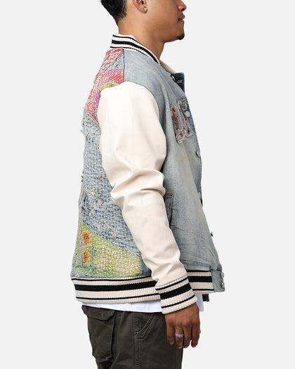 Lifted Anchors "Martina" Boro Denim Varsity Jacket Denim/Cream
