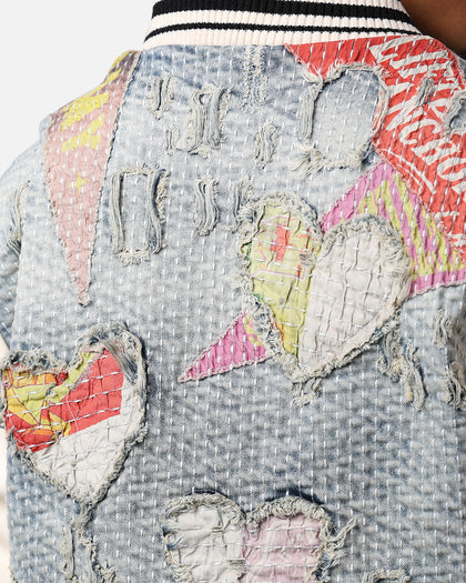 Lifted Anchors "Martina" Boro Denim Varsity Jacket Denim/Cream