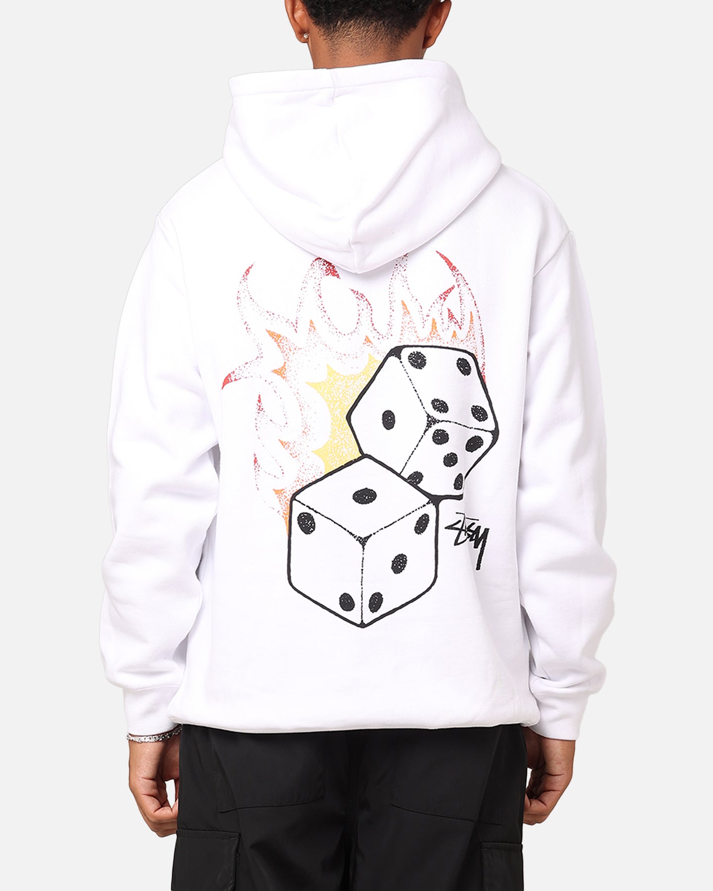 Stussy Fire Dice Fleece Hoodie White | Culture Kings NZ