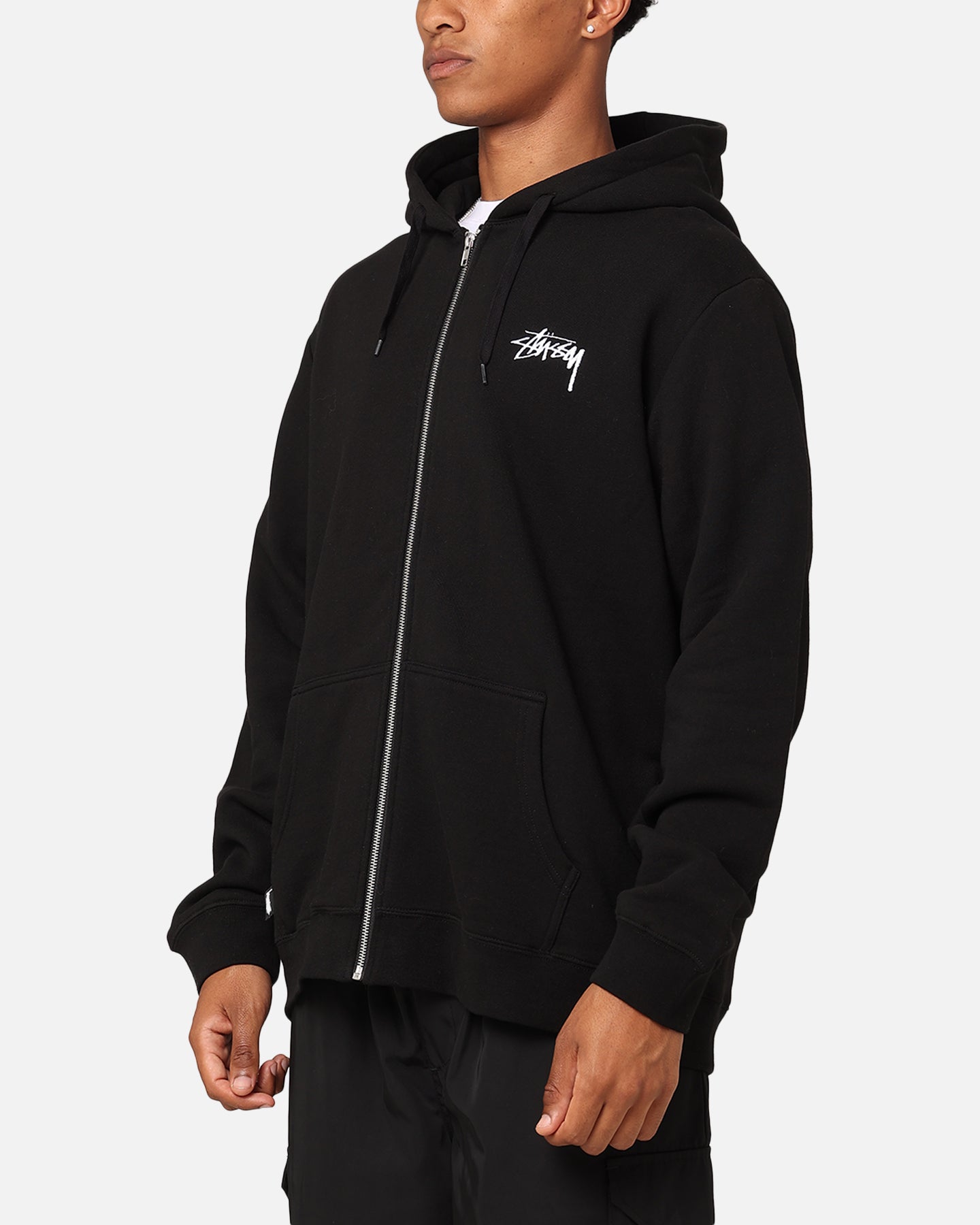 Stussy Stock Embroidery Full Zip Hoodie Black | Culture Kings NZ