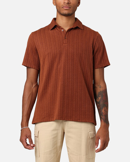 XXIII Herringbone Cable Polo Shirt Brown