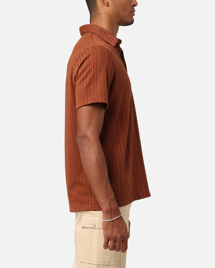 XXIII Herringbone Cable Polo Shirt Brown
