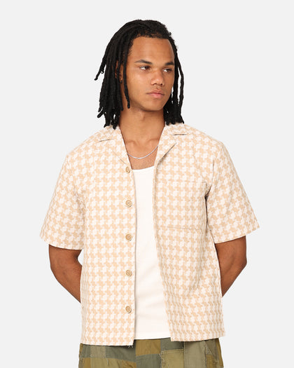 XXIII Jacquard Weave Button Up Shirt Cream/White