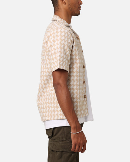 XXIII Jacquard Weave Button Up Shirt Cream/White