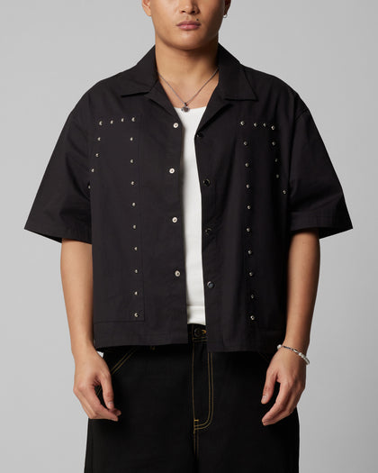 Loiter Riot Button Up Shirt Black