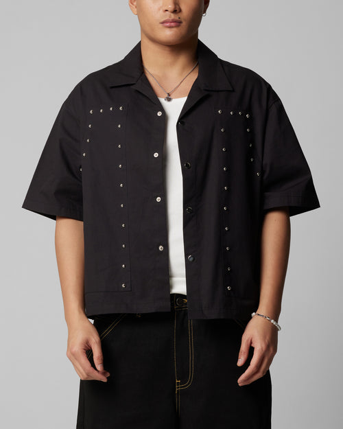 Loiter Riot Button Up Shirt Black