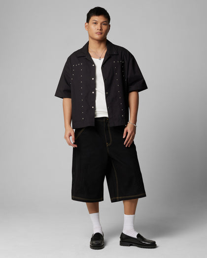 Loiter Riot Button Up Shirt Black