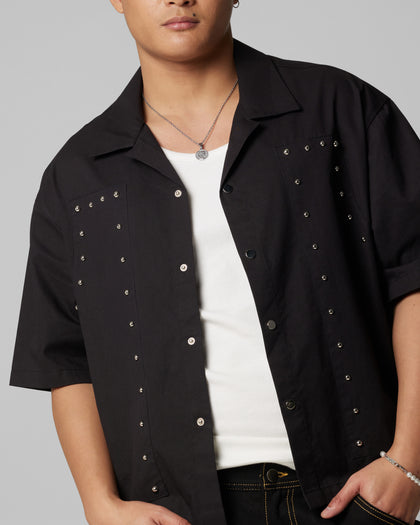 Loiter Riot Button Up Shirt Black