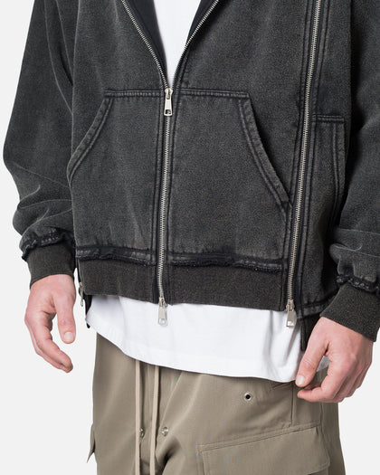 MNML Dual Zipper Hoodie Washed Black