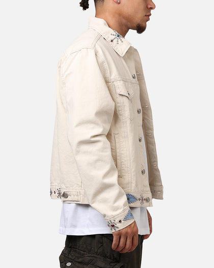 MNML Jewel Studded Trucker Jacket White