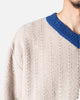 MNML Varsity V Neck Sweater Off White/Blue