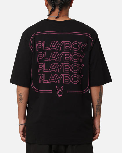 Playboy Neon Stack T-Shirt Black/Pink