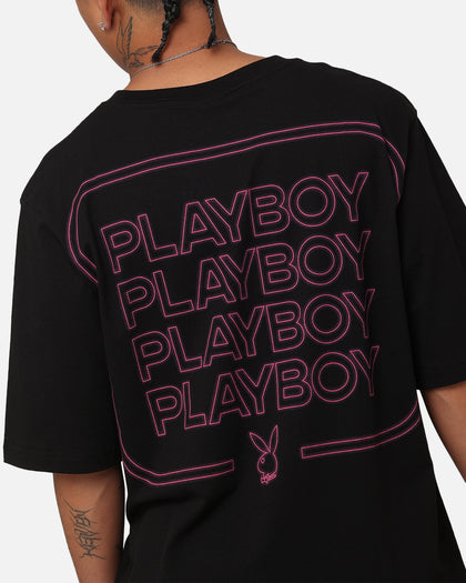 Playboy Neon Stack T-Shirt Black/Pink