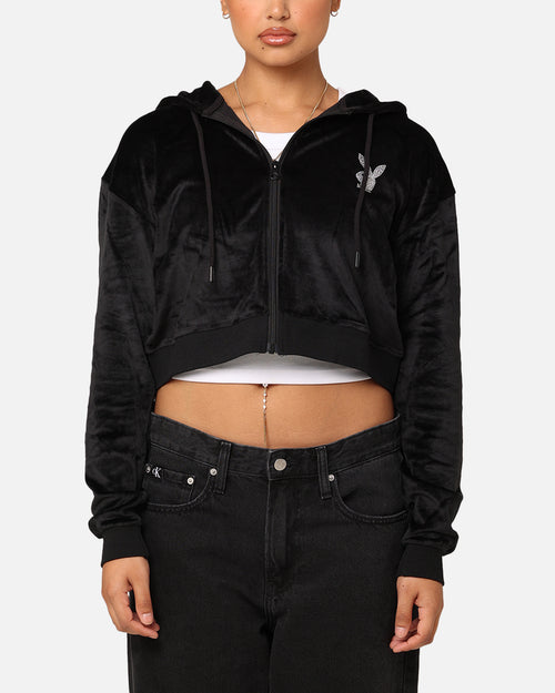 Playboy Women's Bunny O Velour Jacket Black