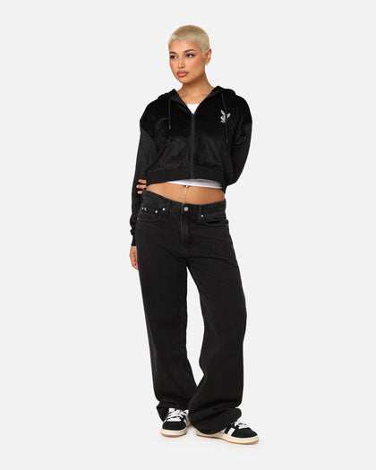Playboy Women's Bunny O Velour Jacket Black