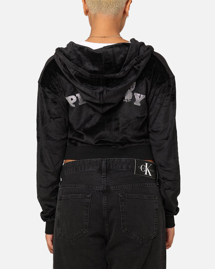 Playboy Women's Bunny O Velour Jacket Black