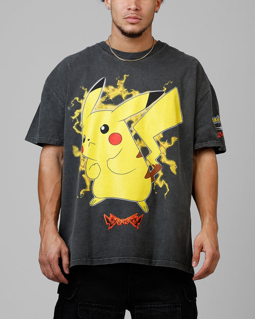 Pokémon By Loiter Pikachu Heavyweight T-Shirt Black Wash