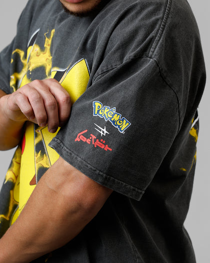 Pokémon By Loiter Pikachu Heavyweight T-Shirt Black Wash