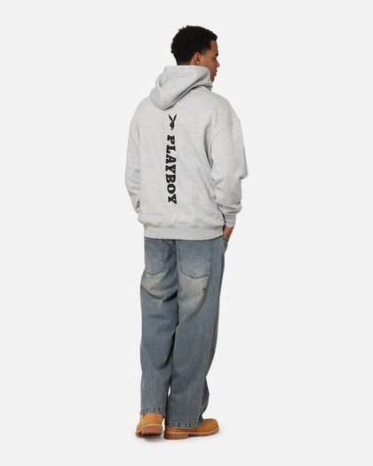 Playboy Logo Lockup Hoodie Grey Marle