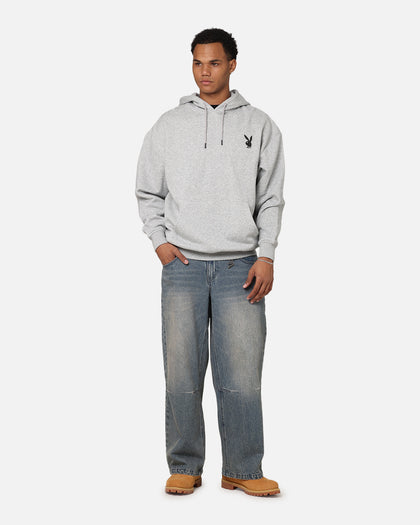 Playboy Logo Lockup Hoodie Grey Marle