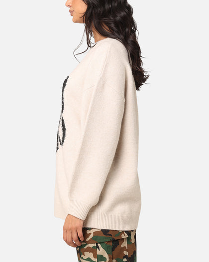 X-Girl Women's XG Butterfly Oversized Knit Sweater Vanilla