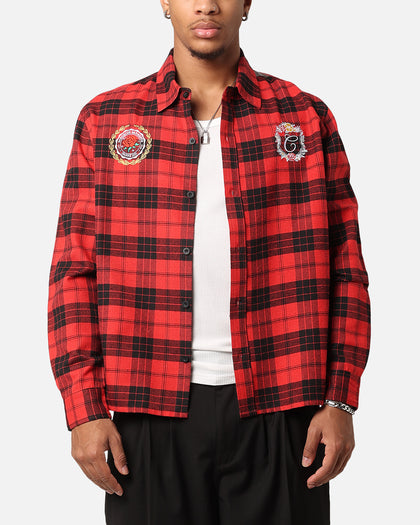 Carre Academy Long Sleeve Button Up Shirt Red Tartan