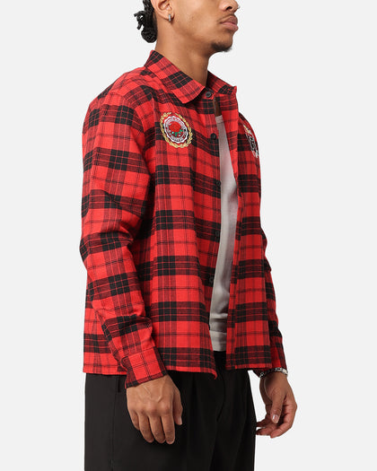Carre Academy Long Sleeve Button Up Shirt Red Tartan