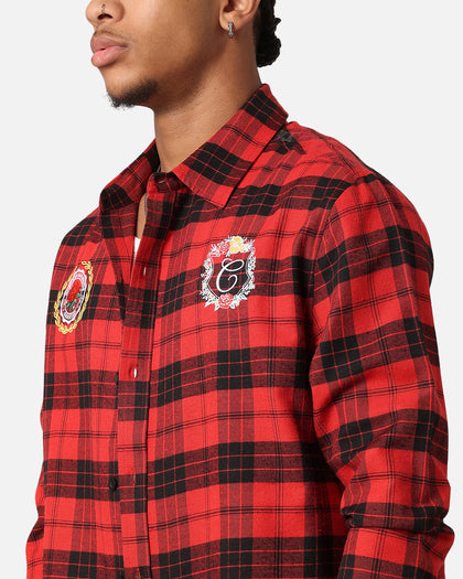 Carre Academy Long Sleeve Button Up Shirt Red Tartan