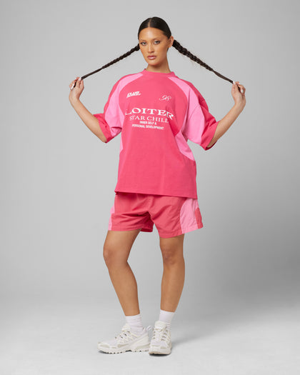 Loiter Subcultural Panel T-Shirt Pink