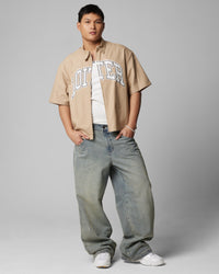 Loiter Studio Zip Shirt Oxford Tan