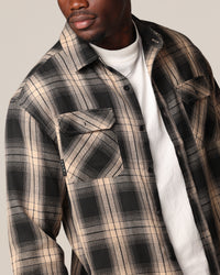 Saint Morta Icon Flannel Shirt Tan/Black