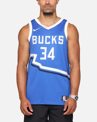 Nike Giannis Antetokounmpo Milwaukee Bucks #34 City Edition 2024/25 Nike Dri-Fit NBA Swingman Jersey Game Royal