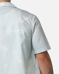 Saint Morta Skeleton Key Button Up Shirt Light Blue