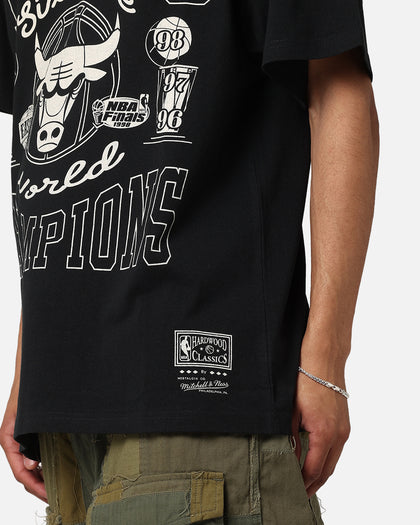 Mitchell & Ness Chicago Bulls 6 Time World Champions T-Shirt Faded Black