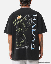 73Studio X Halo Halo 2 Vintage T-Shirt Black Acidwash