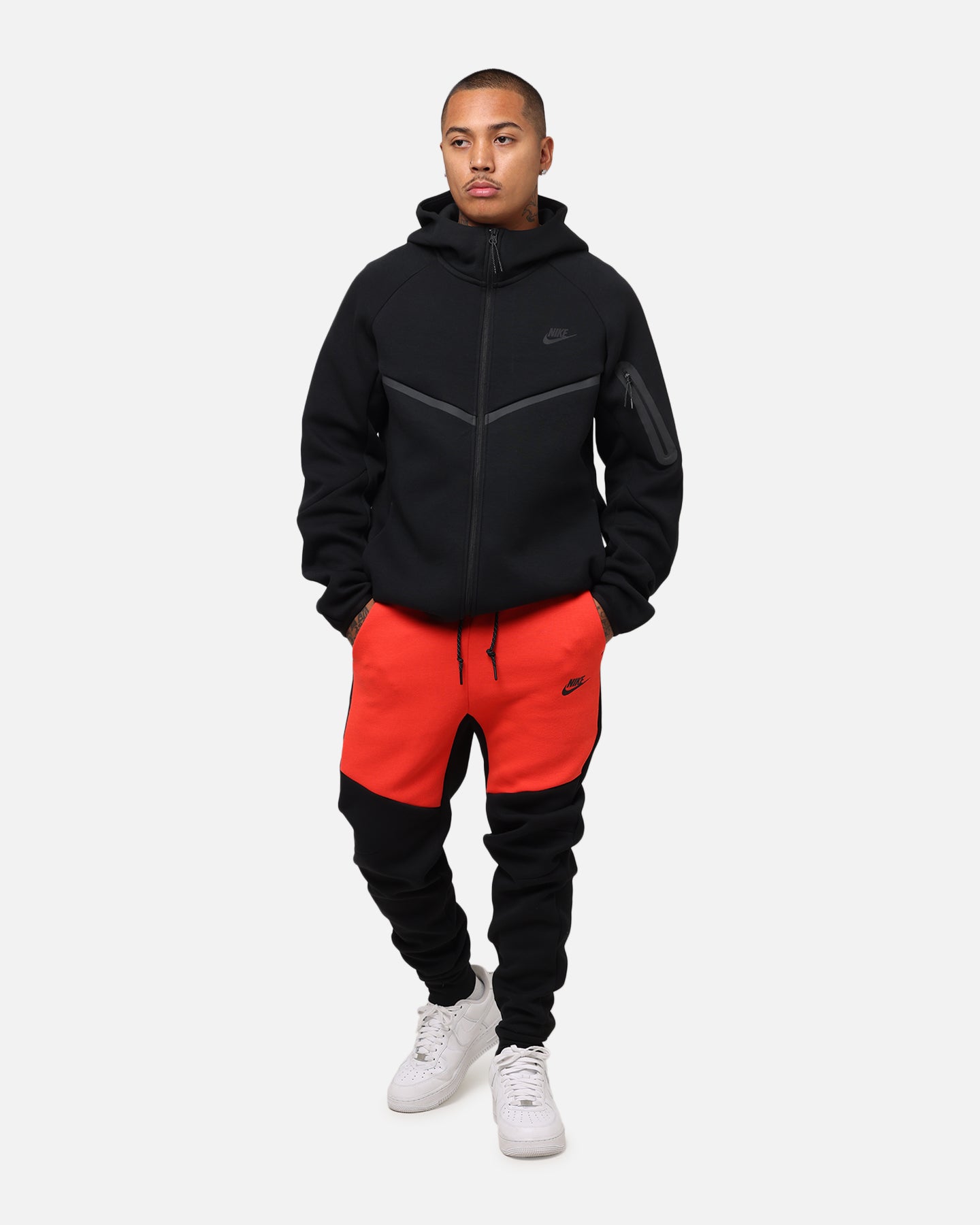 nike black hoodie red tick