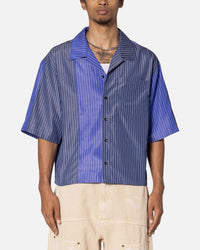 MNML Cropped Panel Stripe Shirt Blue